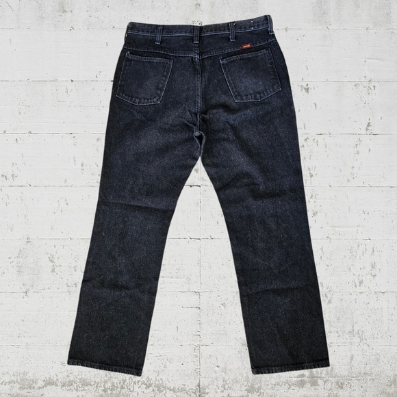 Vintage Rustler Washed Black High Waisted Classic Straight Jeans Size 34 x 30 - Picture 8 of 8